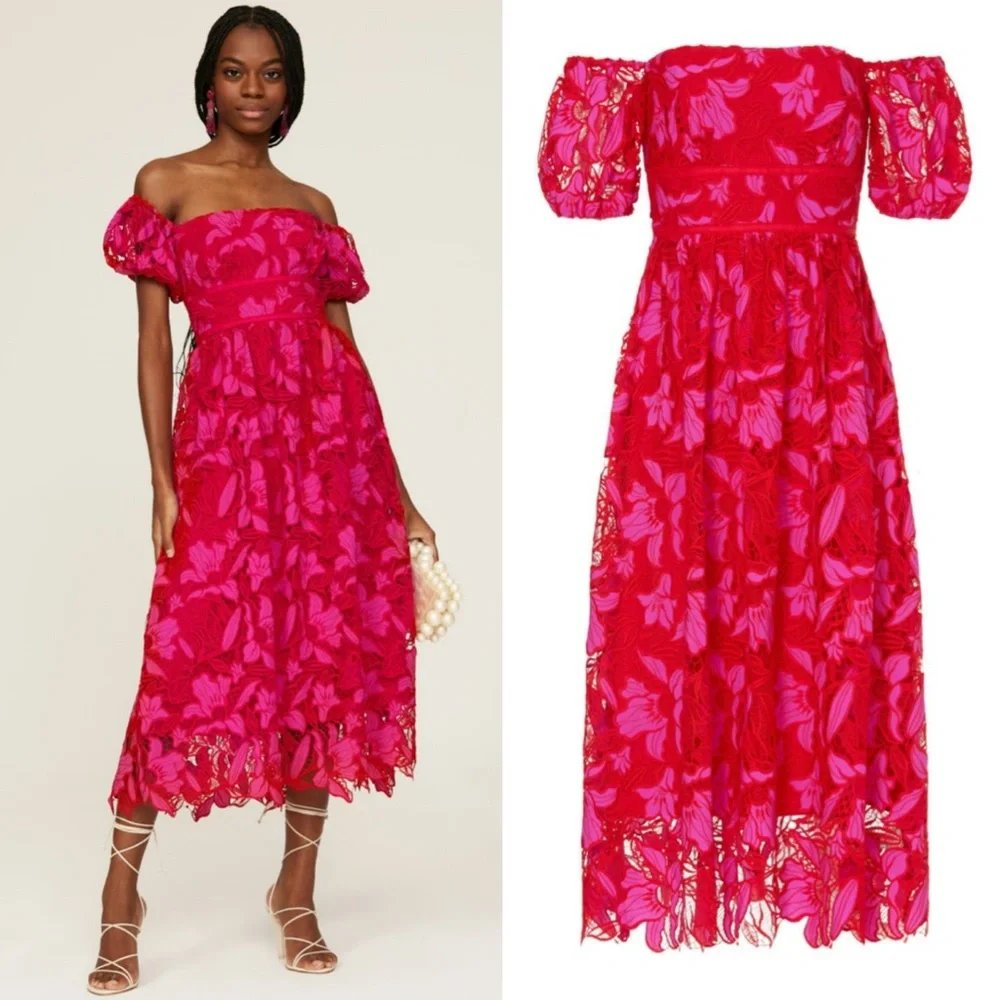 ML Monique Lhuillier Off the Shoulder Dress Size 16 - Picture 2 of 9